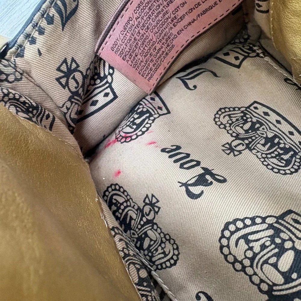 Juicy‎ Couture Royal Bowler Bag Brown Velour Y2K Crown Logo Gold Hardware  Fair